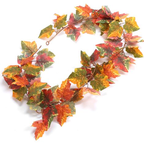 Guirlande Feuilles d'Érable Imperméable Robuste Réutilisable Pliable Automne Déco Maison Lot de 2 (1/5)