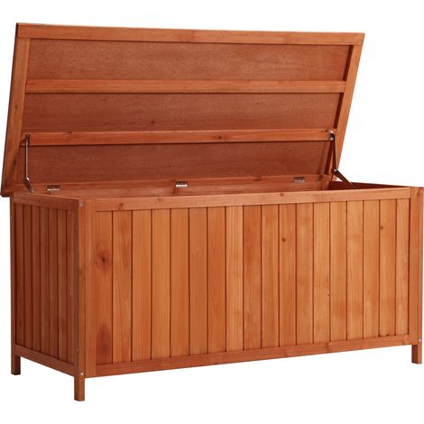 Wiltec Gartenbox aus Holz 127 x 55 x 60 cm Aufbewharungsbox mit Deckel Gartenschrank für Geräte Spielzeug Kissenbox Auflagenbox Fichtenholz