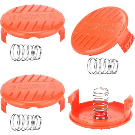 Capuchons de bobine, capuchons de bobine 4 pièces Capuchon de bobine de tondeuse, accessoires de débroussailleuse, capuchons de bobine en ABS pour Black-Decker, tondeuse à gazon Rc-100-P (1/4)