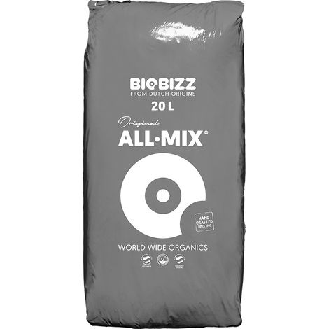 Terreau 20L All Mix biologique – Sac enrichi pour cultures naturelles – pH 6.2 – Capacité de rétention 700ml/L – Biobizz