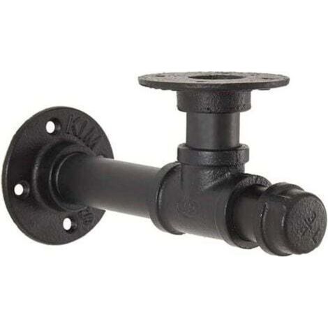 1 pièce, support d'étagère en tuyau, support d'étagère murale de style industriel, support d'étagère noir, support mural décoratif pour décorer la cuisine, le salon, la chambre à coucher (1/5)