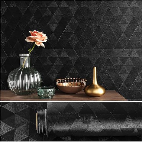 Textured Wallpaper Embossed Geometric Triangle 40cm x 300cm Wallpaper Adhesive Wall Sticker For Bedroom Living Room Bathroom Waterproof Adhesive for Furniture Waterproof (1/2)