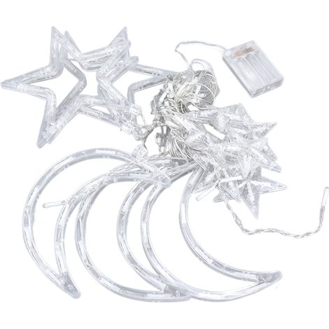 Guirlande lumineuse rideau étoile lune 126 LED 2 modes ambiance romantique pour Ramadan mariage anniversaire (1/5)
