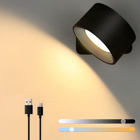 Lampe de chevet rechargeable - Noire (1/2)