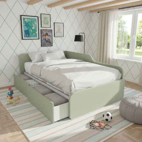 Divano letto singolo 120x190 con cassettoni - Ideale per camerette - Salvia (1/5)