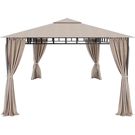Gazebo Da Giardino 3 x 4 M Con Tende Laterali Richiudibili Struttura In Acciaio Bianco Robusto Copertura Impermeabile 180 g/m² Con 4 Teli Laterali Esterno Giardino Piscina Ombreggiante Privacy Bianco (1/5)