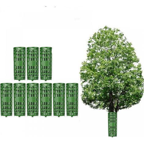 Juego de 9 protectores para troncos de árboles, fabricados en plástico elástico con orificios de ventilación, protectores para cortacésped, color verde, 3825 cm. (1/5)