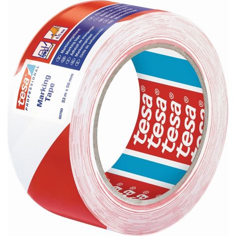 Cinta adh 50mmx 33mt señalizacion pvc ro/bco tesatape (1/4)