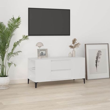 vidaXL Mueble para TV madera contrachapada blanco 102x44,5x50 cm (1/5)