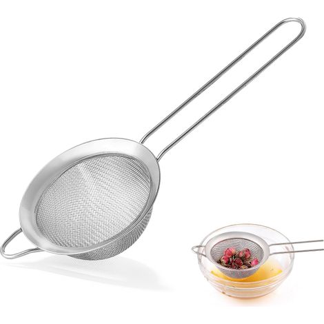 Tamis à farine en acier inoxydable pour la cuisine, passoire à mailles fines pour les résidus d'huile et les jus de fruits (1/4)