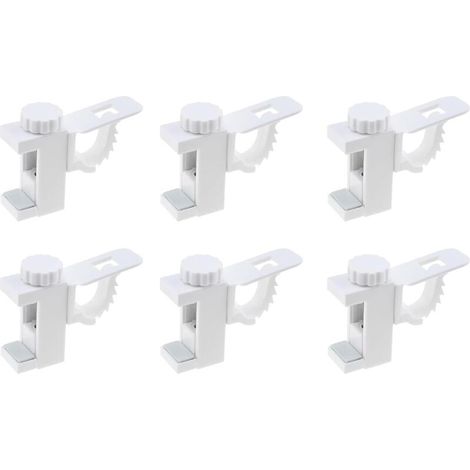 6 Pièces Support Tringle Rideaux sans Percage, Barre Transversale Réglableen Plastique, Support de Stockage de Serviette et Crochet pour Organisateur