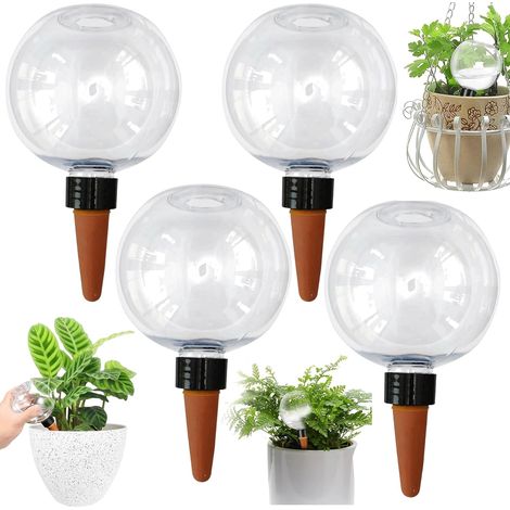 Bolas de riego de 4 piezas, 500 ml, automáticas, para plantas  Bolas de riego transparentes, ideales para regar plantas de balcón y jardín interior. (1/5)