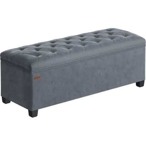 Taburete/reposapiés con almacenaje 40 x 110 x 40 cm base de cama cúbica con almacenaje capacidad de carga hasta 300 kg para salón dormitorio recibidor gris 120007722
