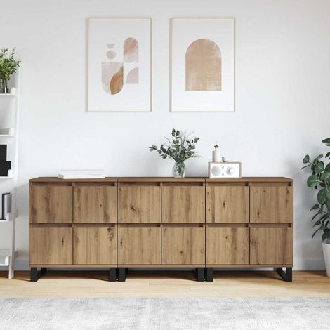 Buffets 3 pcs-Lot de 3 Meuble de rangement chêne artisanal 180 x 35 x 70 cm 991145 (1/5)