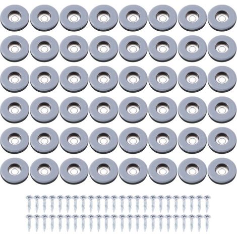 48-teiliges Set PTFE-Möbelgleiter, leichtgängige Gleiter mit Bodenschutzschrauben für Hartholz- und Fliesenböden (rund 25 mm) (1/4)