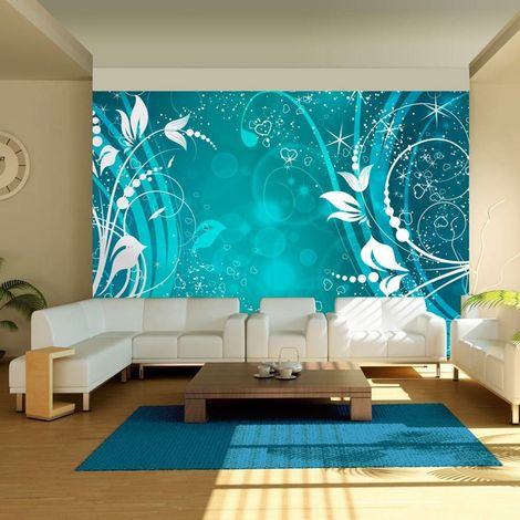 Papier peint visage turquoise de la magie - 350 x 245 cm
