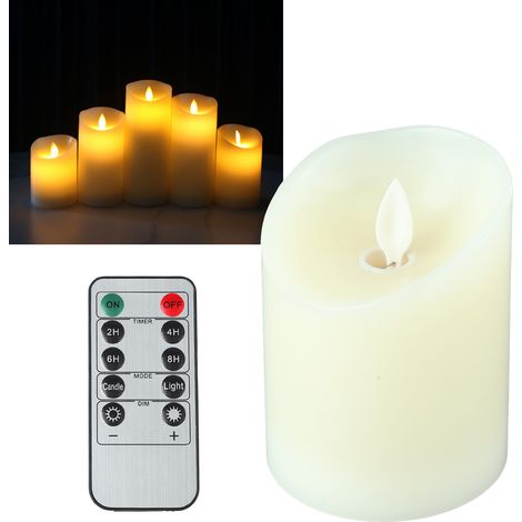 Bougie décorative LED rechargeable en cire de paraffine pour anniversaire/mariage, avec télécommande, surface lisse (10 x 7,5 x 7,5 cm) et boîte d'emballage. (1/5)