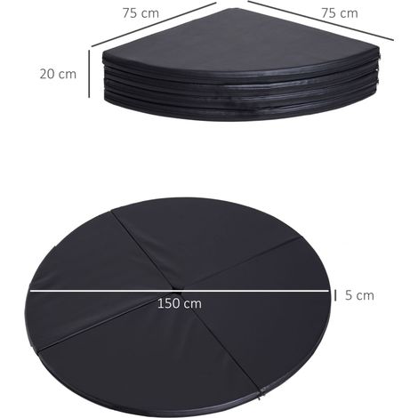 Tapis de sport rond noir 5 cm, tapis de sol en plastique pour pole dance, gymnastique, yoga et fitness, antidérapant, épais, pratique pour entraînement à la maison. (1/5)