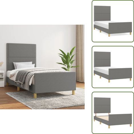 Letto con testiera regolabile - vidaXL Giroletto senza Materasso Grigio Scuro 90x200 cm Tessuto - Letto con supporto
