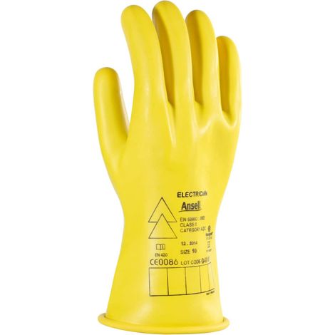 Ansell GUANTI ELETTRICI ISOLANTI BASSA TENSIONE (CLASSE 0) L Giallo (1/2)