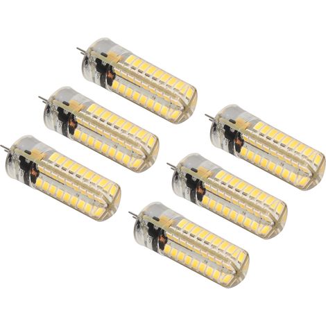 Lot de 6 ampoules LED G4 700 lm 7 W 72 LED, éclairage à 360°, en silicone, pour plafonnier ou applique murale, 12 V AC/DC, lumière chaude (1/5)