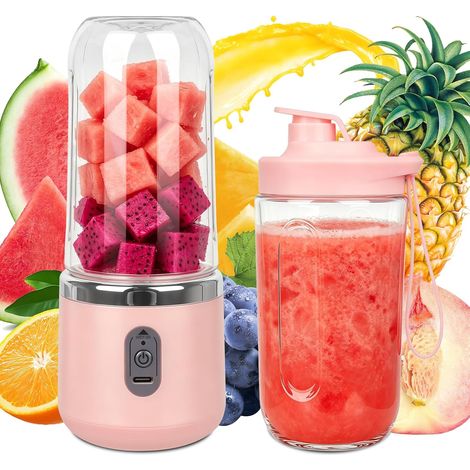 Blender Portable, 400 ml Maker to Go Mini mixeur portable, Blender électrique avec 6 lames en acier inoxydable et couvercle étanche, Mixeur Smoothie pour Smoothie Milk-shake Fruits (1/5)
