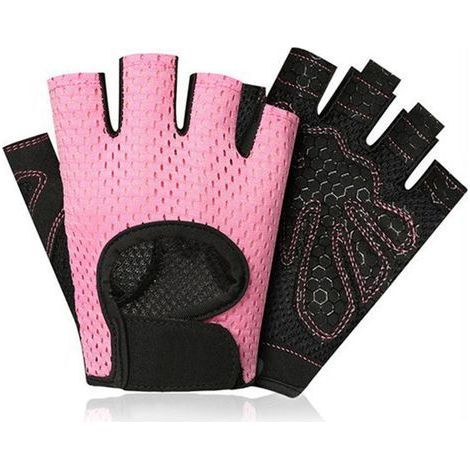 Gants de musculation haltères antidérapants, demi-doigts, avec protection allongée pour poignet - Noir L (1/5)