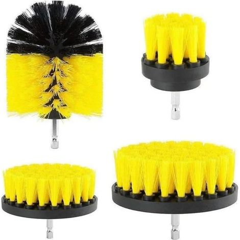 Ensemble de brosses pour nettoyer baignoires viers plinthes et carreaux de piscine lot de 4 raideur modre jaune (1/4)