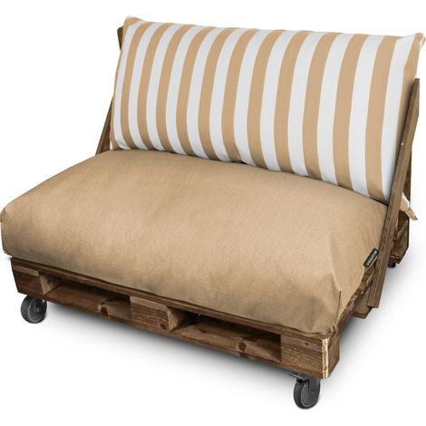 Coussin palette Toldotex beige – Housse dossier angle 65x45x25 – Tissu 80% acrylique pour extérieur – Résistant aux taches et étanche – Happers