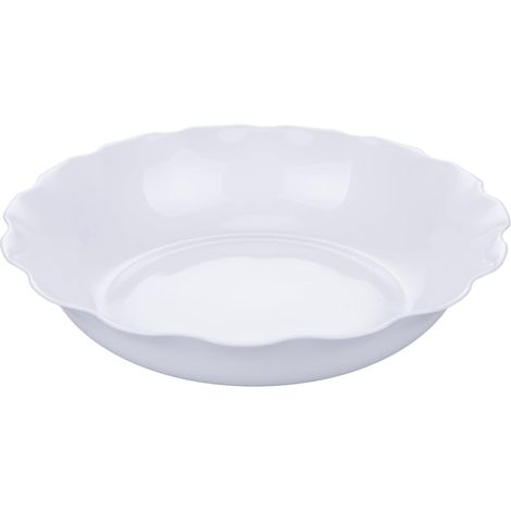 Lot de 2 saladiers ronds 25 cm en verre opale, bord festonné (1/2)