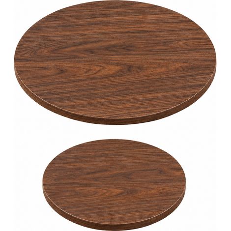 Lot de 2 plateaux de table ronds Ø 70 cm et Ø 50 cm aspect noyer - panneaux mélaminés 18 mm, plateaux de table uniquement sans pieds (1/5)