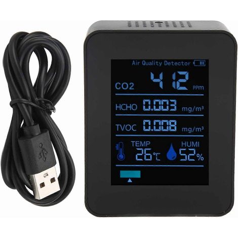 ZNAZ2CO3TB Bluetooth-Luftqualitätsdetektor 5 in 1 Multifunktionaler CO2-Temperatur-Feuchtigkeitsmonitor für