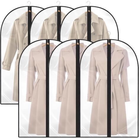 BUNTHAUS (60 x 120,Noir)6PCS Housses de Vêtements,Housse Vetements à Suspendre Anti Poussière,Transparents Housse Vetements à Suspendre avce Zip,Protection pour Chemise Costumes,Manteau, Robes etc (1/5)