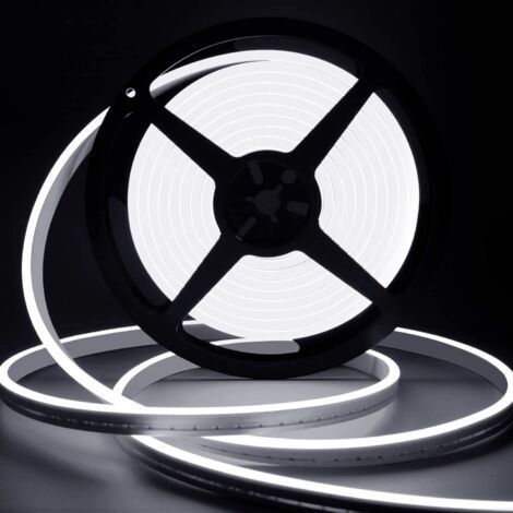 Bande LED de 10 m, 24 V, 6000 K, dimmable, blanc néon, étanche IP65, en silicone flexible et sécable, pour la décoration de la chambre et de la cuisine. (1/3)