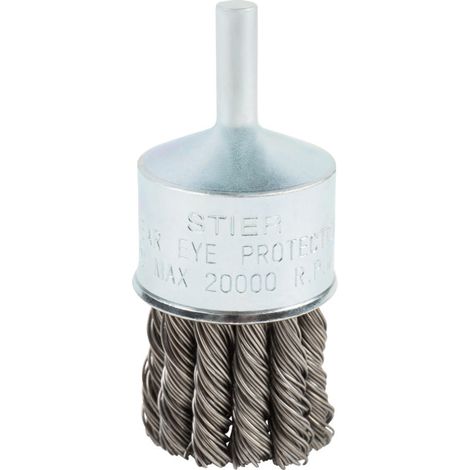 Brosse pinceau STIER Ø 29 mm, diamètre de queue 6,35 mm, 0,5 mm, torsadée, acier