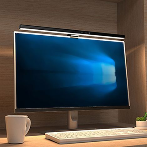 Barre lumineuse pour écran d'ordinateur, réduction de la fatigue oculaire, commande tactile, lampe LED pour écran d'ordinateur, minuterie 60 min, noir (1/5)