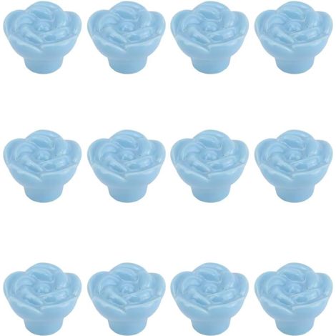 Boutons en céramique, lot de 12, motif rose et fleurs, pour (1/5)