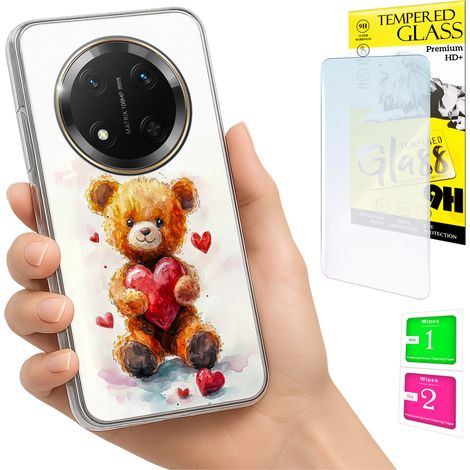 Custodia per Honor Magic7 Lite con foto, retro con grafica orsacchiotto e vetro (1/5)