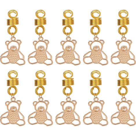 10 perles barbe dorées ours forme ressort pendentifs décoration barbe cheveux (1/5)