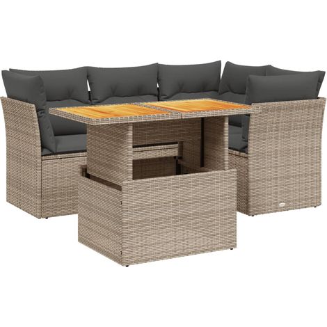 Maison Exclusive - 5-tlg. Garten-Sofagarnitur mit Kissen Grau Pol
