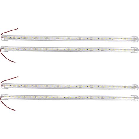 4 pièces aluminium Alliage Rigid LED Strip Tige lampe étanche 12V 50CM Chaud blanc (1/5)