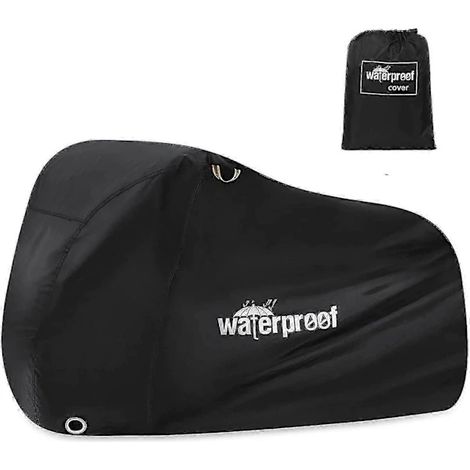 Housse de vélo extérieure imperméable en polyester 210T avec œillets pour cadenas, résistante aux UV, pour vélos et scooters, 200 x 76 x 112 cm, noire. (1/5)