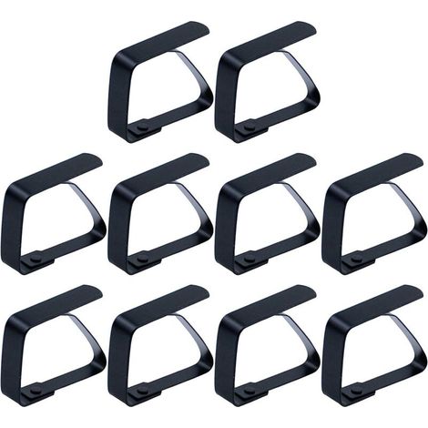 Grandes pinces à nappe en acier inoxydable, pinces à nappe, pinces à nappe, pinces à nappe, pinces à nappe - argent, pour tables avec une épaisseur de plaque maximale de 5 cm/10 pièces noires (1/5)
