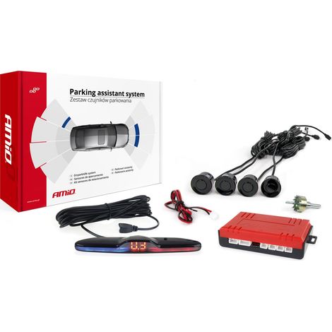 Kit de sensores de estacionamiento, sensores de marcha atrás MAX LED, 4 sensores negros amio-02287