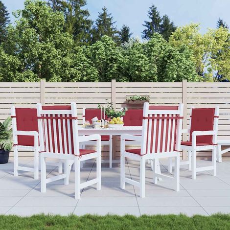 vidaXL Cojín silla jardín respaldo bajo 6 uds tela Oxford rojo tinto (1/5)