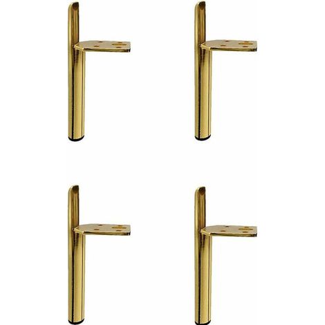 1 Set of 4 Metal Legs, 13cm/5.12inch Iron Legs, Furniture Legs, Interchangeable, Modern, for Sofas, Coffee Tables, TV Cabinets and Other Furniture (Gold)