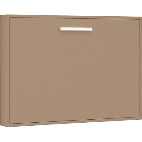 Les Tendances – Lit escamotable horizontal 160x200 cm – Ouverture manuelle assistée – Vérins à gaz – Cadre et façade taupe – Confort durable (1/5)
