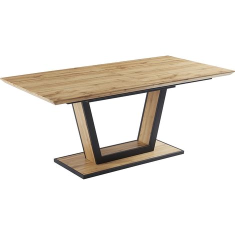 Tavolo da pranzo allungabile da 6 a 10 coperti in MDF e Metallo Naturale e Nero - VITENO