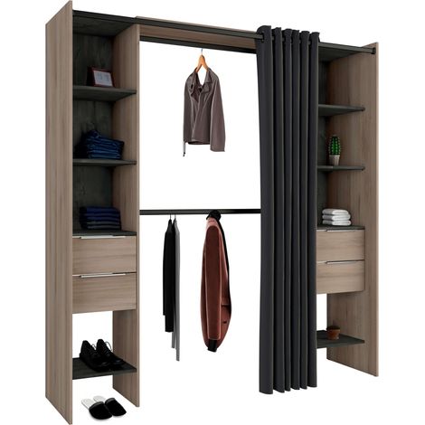 Vestidor Abierto Dana Color kronberg y Sidewalk Habitación Moderna 203x115-190x50cm (1/4)