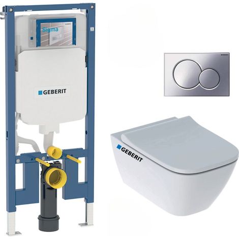 Telaio incaso extrapiatto Duofix + WC Smyle senza bride+ sedile con chiusura morbida + placca cromo